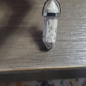 Cool white with black stone dangle earrings